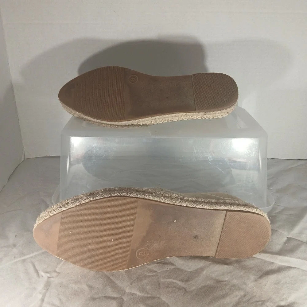 A New Day Womens Cream Black Cap Toe Canvas Espadrille Flats Size 8‎